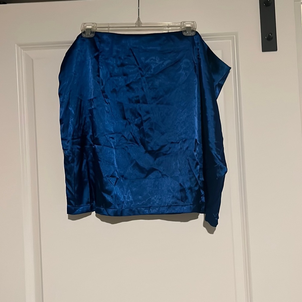 Blue satin skirt